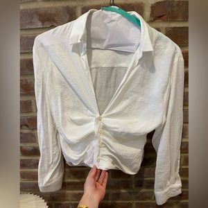 Zara ruched button up blouse